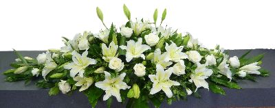 Coffin Spray of  White Lilies and Roses
