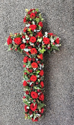 Rustic Red Rose Cross