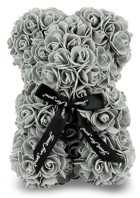 Small Grey Foam Rose Bear