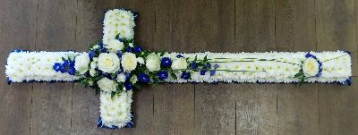 Sympathy Cross  Blue & White