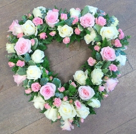 Open Heart of Pink & White Roses