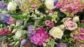 Country Style Pink,Lilac,Cream & White Coffin Spray