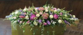 Country Style Pink,Lilac,Cream & White Coffin Spray
