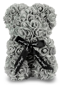 Small Grey Foam Rose Bear