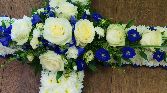 Sympathy Cross  Blue & White