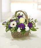 Funeral Basket  Purple Blue & White