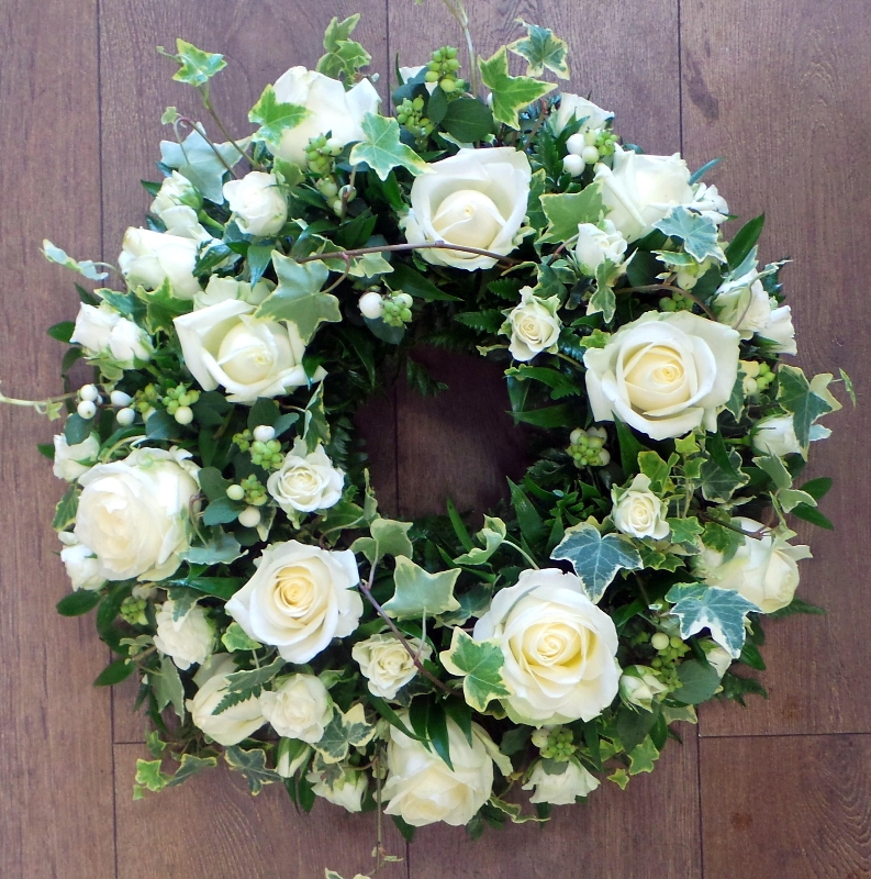 White Rose & Ivy Wreath.
